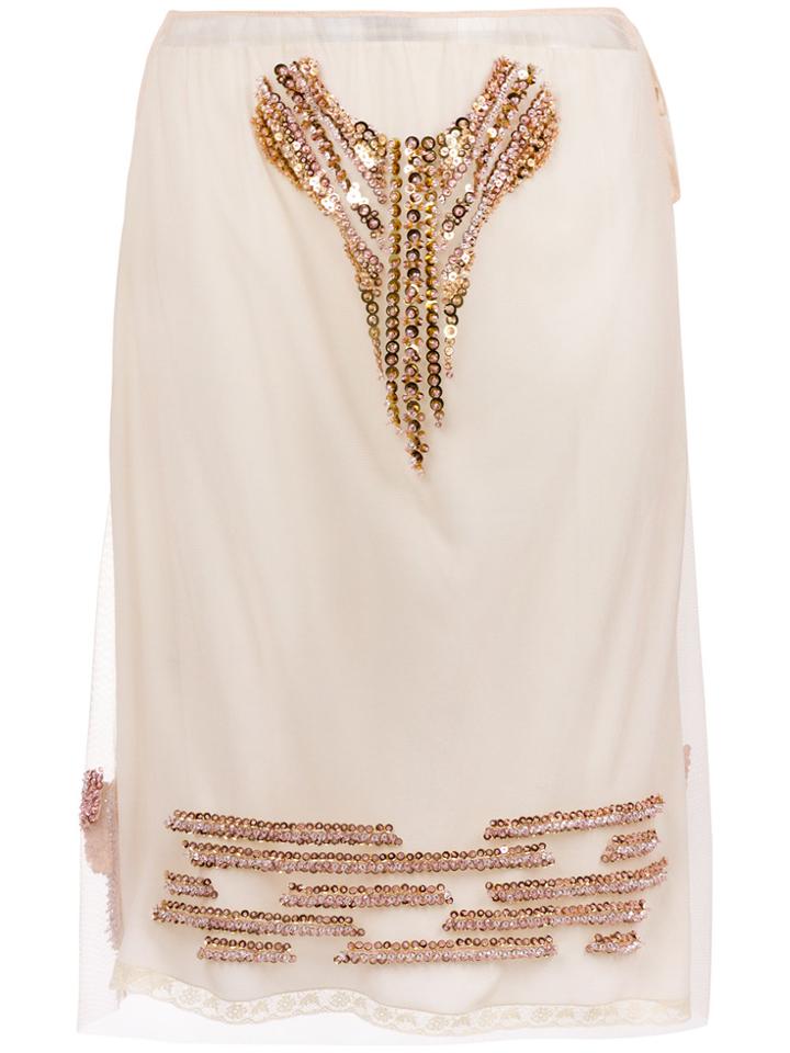 Prada Sequin Embellished Skirt - Yellow & Orange