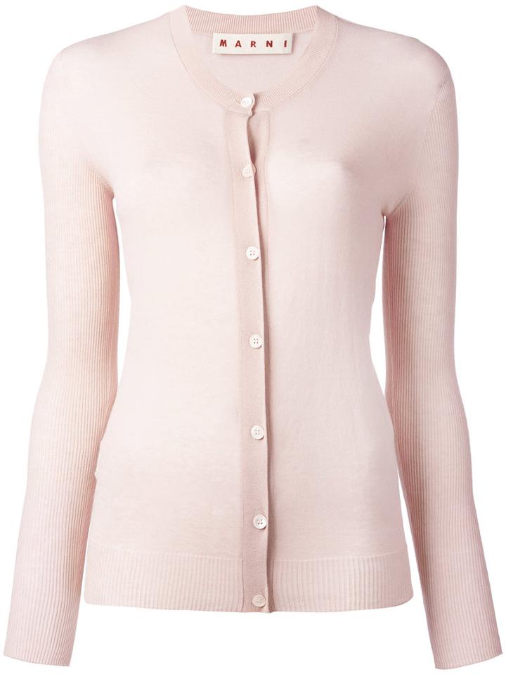 Marni - Raw Edge Cardigan - Women - Cotton - 40, Women's, Pink/purple, Cotton