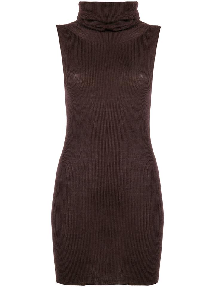 Rick Owens Ribbed Sleeveless Turtleneck - Brown