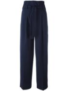 Erika Cavallini Pleat Detail High-rise Trousers, Women's, Size: 42, Blue, Cotton/virgin Wool