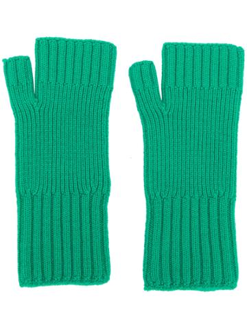 Ami Alexandre Mattiussi Fisherman's Rib Fingerless Gloves - Green