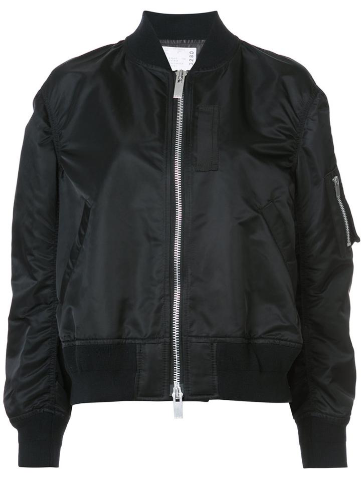 Sacai - Oversized Bomber Jacket - Women - Polyester - 1, Black, Polyester