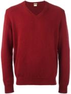 Massimo Alba V-neck Sweater, Men's, Size: Medium, Red, Wool