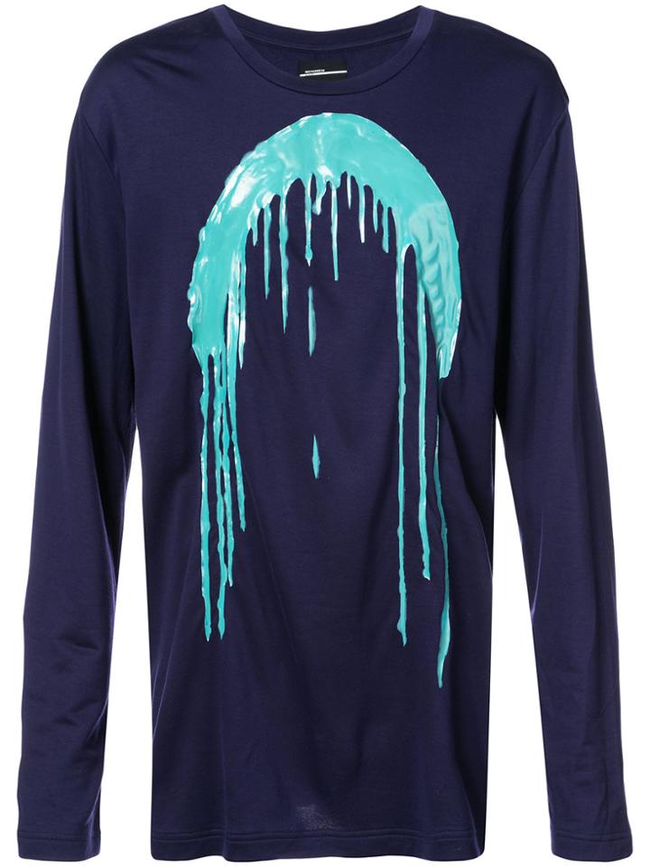 Rochambeau Drip Print Longsleeved T-shirt - Blue