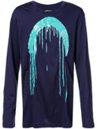 Rochambeau Drip Print Longsleeved T-shirt - Blue
