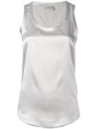 Brunello Cucinelli High Shine Tank Top, Women's, Size: Medium, Grey, Silk/spandex/elastane