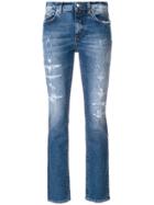 Department 5 Faded Distressed Cropped Jeans - Blue
