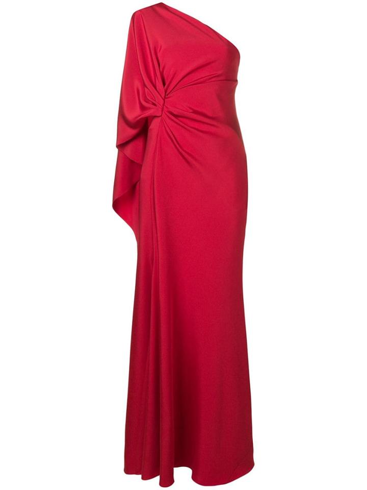 Alberta Ferretti One-shoulder Draped Gown - Red