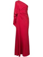 Alberta Ferretti One-shoulder Draped Gown - Red