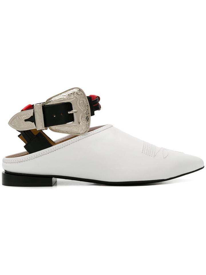 Toga Pulla Buckle Mules - White