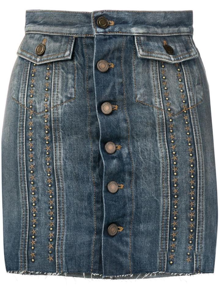 Saint Laurent Star Stud Band Shorts - Blue