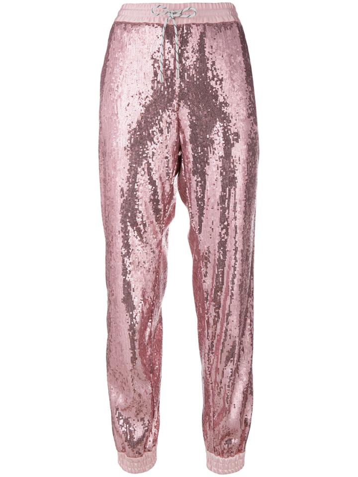 Christian Pellizzari Sequined Track Pants - Pink & Purple
