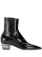 René Caovilla Embellished Ankle Boots - Black