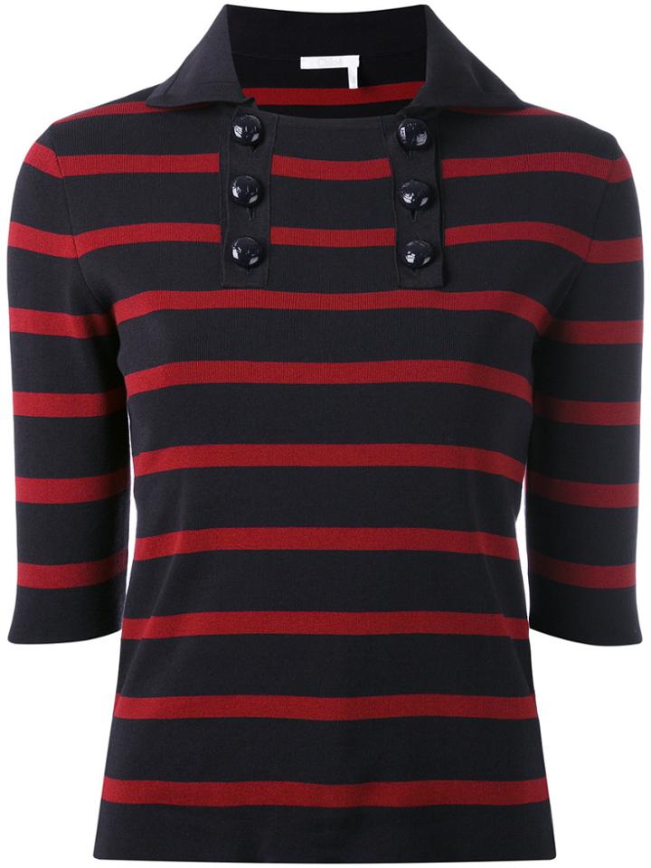 Chloé Striped Sailor Knitted Top - Blue