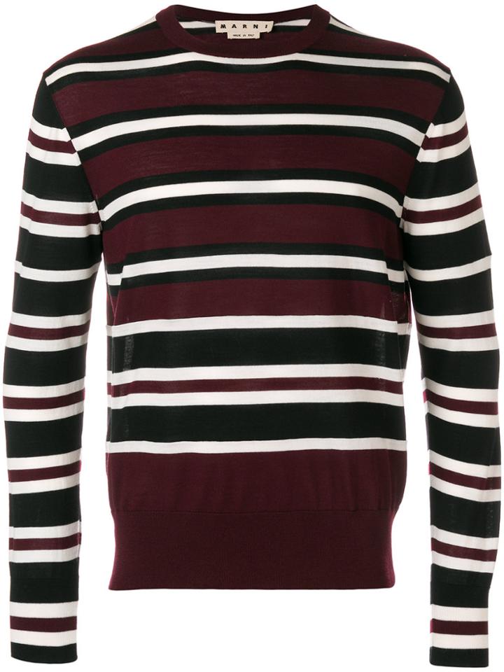 Marni Contrast Stripe Sweater - Red