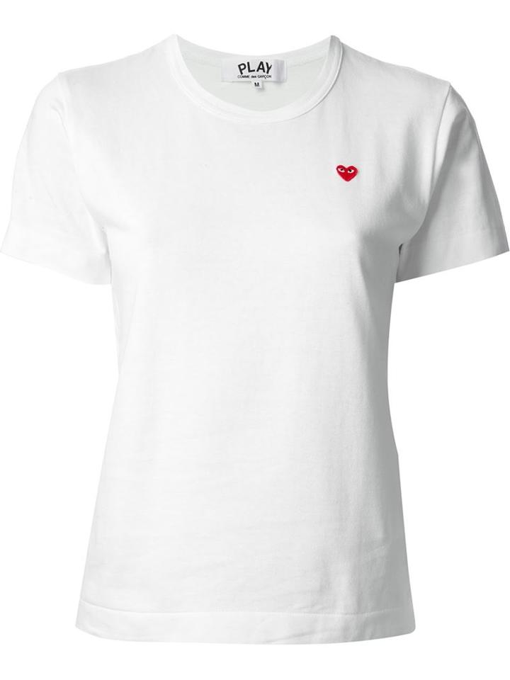 Comme Des Garçons Play Embroidered Heart T-shirt, Women's, Size: Xs, White, Cotton