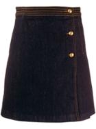 Tory Burch Denim Pleat Detail Skirt - Blue