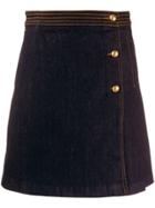 Tory Burch Denim Pleat Detail Skirt - Blue