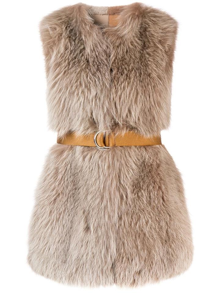 Blancha Belted Gilet Coat - Neutrals