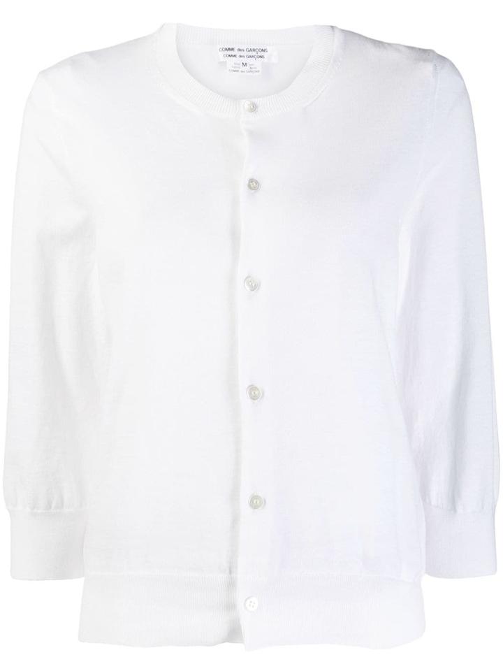 Comme Des Garçons Round Neck Knitted Cardigan - White