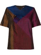 Fernanda Yamamoto Patchwork Short-sleeve Blouse, Women's, Size: 37, Polyester/acetate