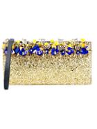 Marni Embellished Glitter Clutch, Women's, Grey, Leather/metal Other/pvc
