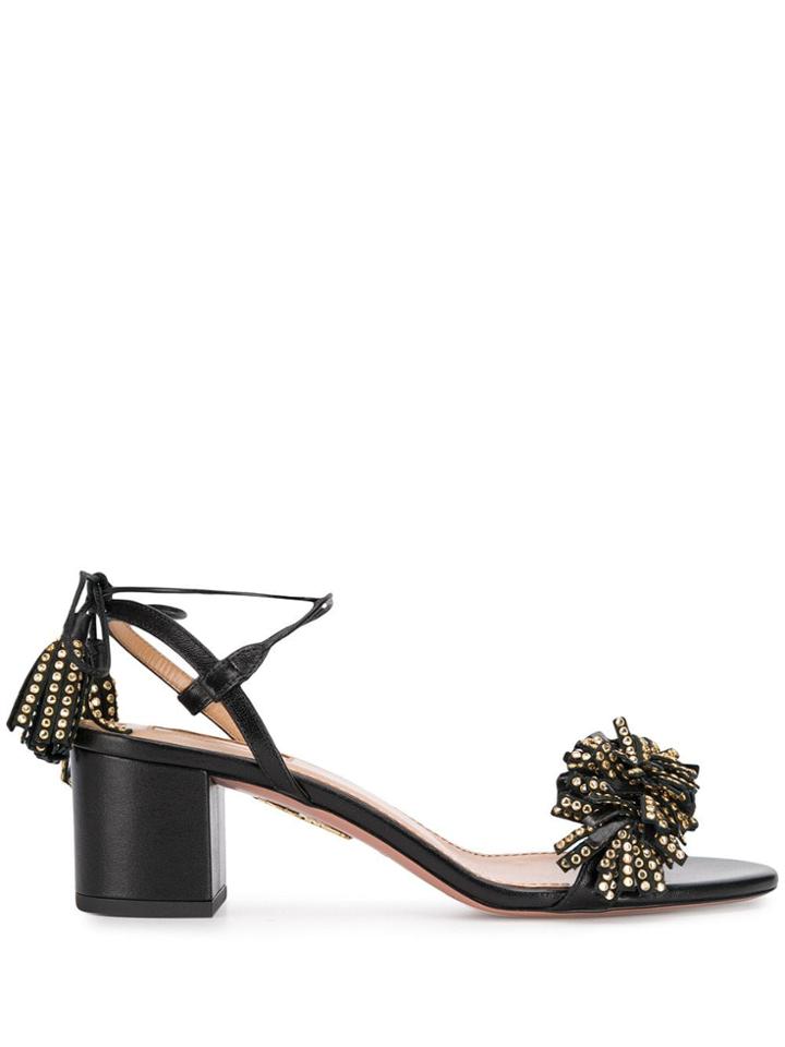 Aquazzura Embellished Tassel Sandals - Black