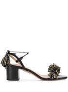 Aquazzura Embellished Tassel Sandals - Black