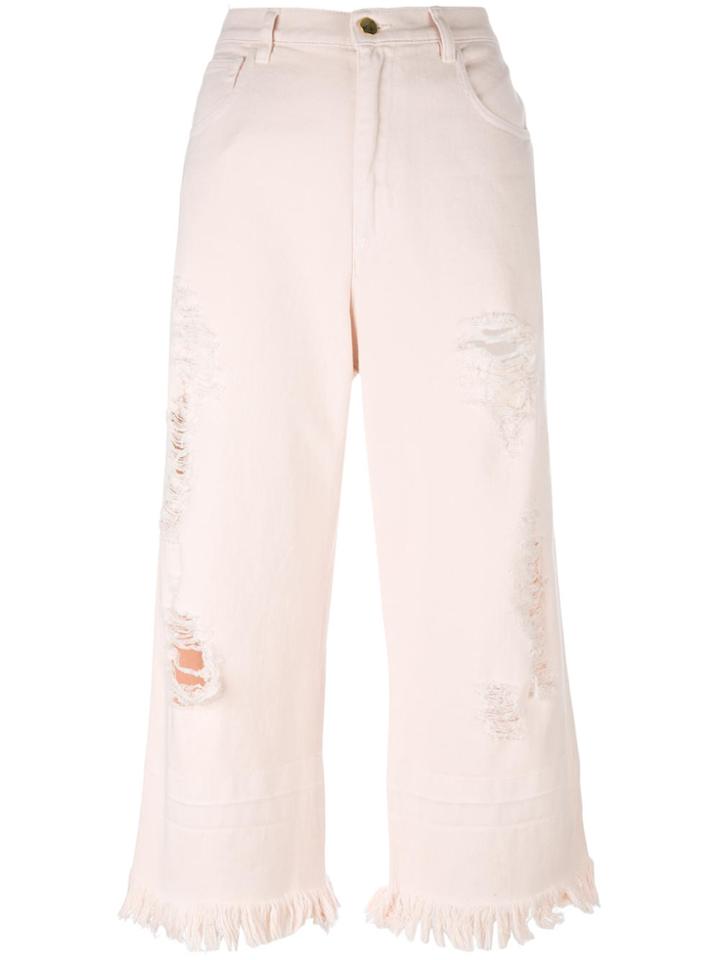 Marco Bologna Distressed Cropped Jeans - Pink & Purple