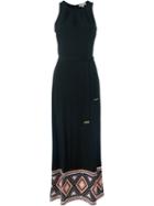 Michael Michael Kors Printed Hem Maxi Dress, Women's, Size: Large, Black, Polyester/spandex/elastane