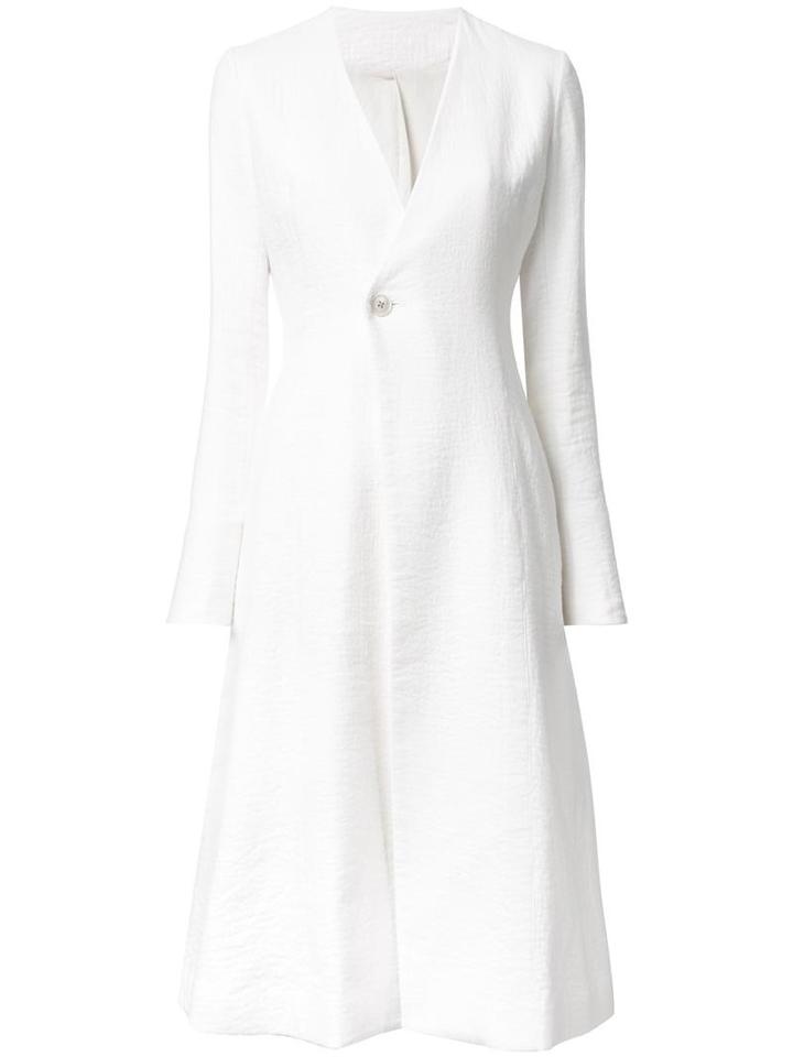 08sircus Single Button Flared Coat, Women's, Size: 1, White, Cotton/linen/flax/nylon/wool