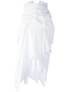 Aganovich Gathered Asymmetric Skirt, Women's, Size: 38, White, Cotton