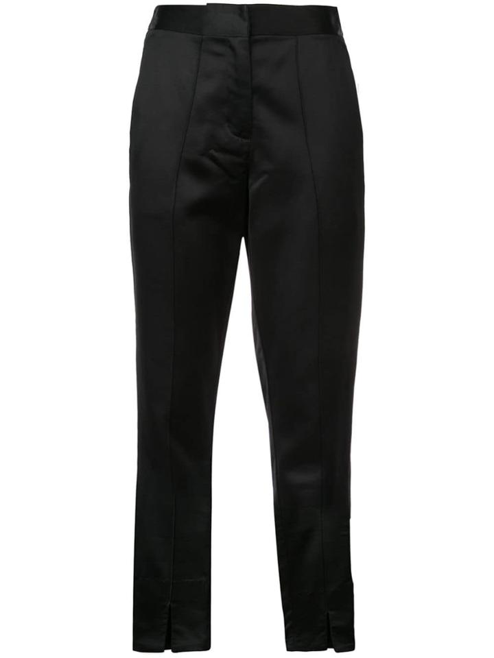 Josie Natori Satin Slim Ankle Trousers - Black