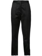 Josie Natori Satin Slim Ankle Trousers - Black