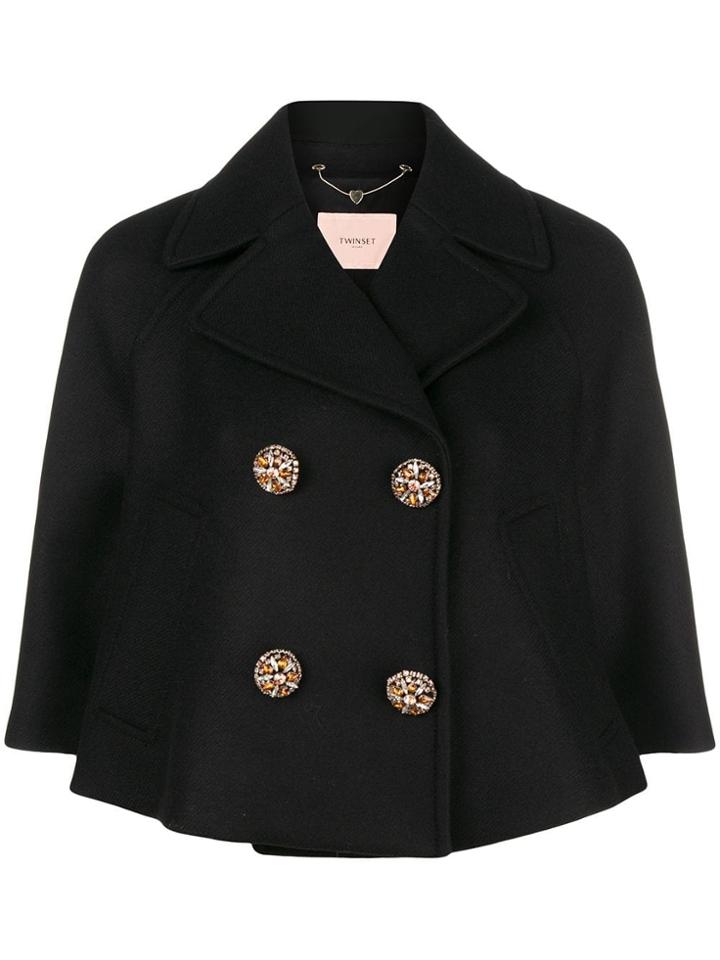 Twin-set Double-breasted Cropped Jacket - Black