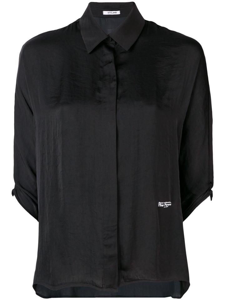 Styland Satin Shirt - Black