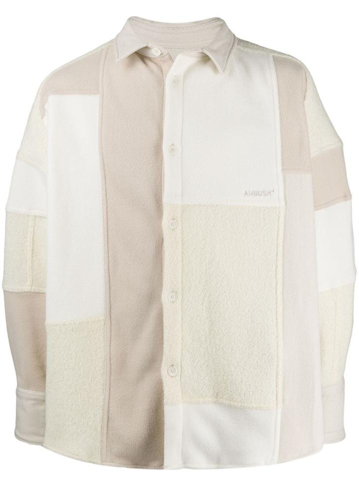 Ambush Patchwork Fleece Jacket - White