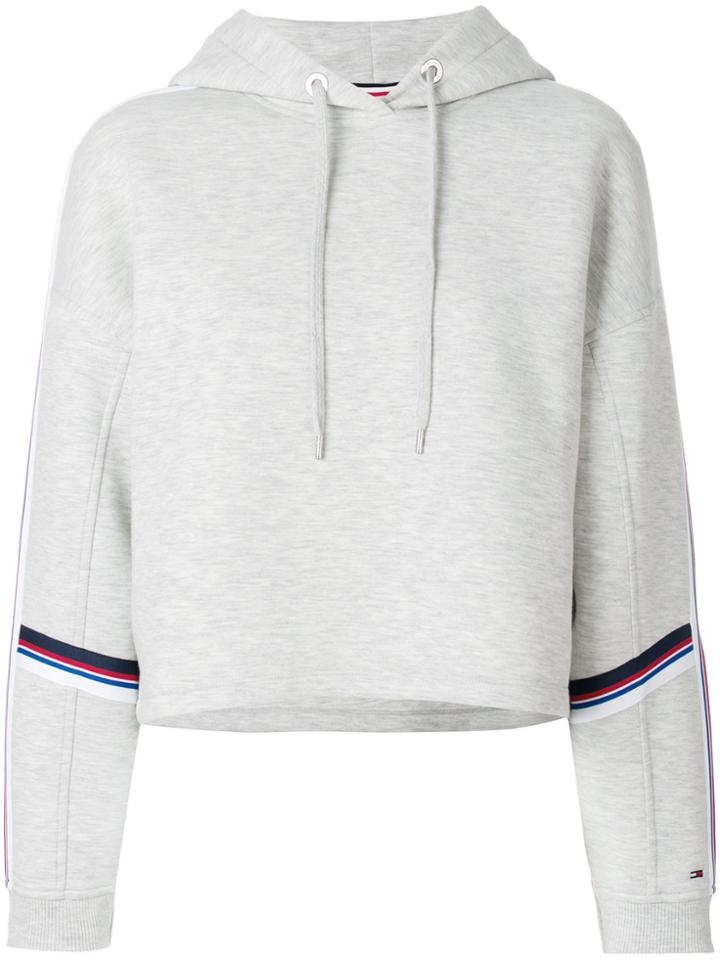 Tommy Jeans Paneled Cropped Hoodie - Grey