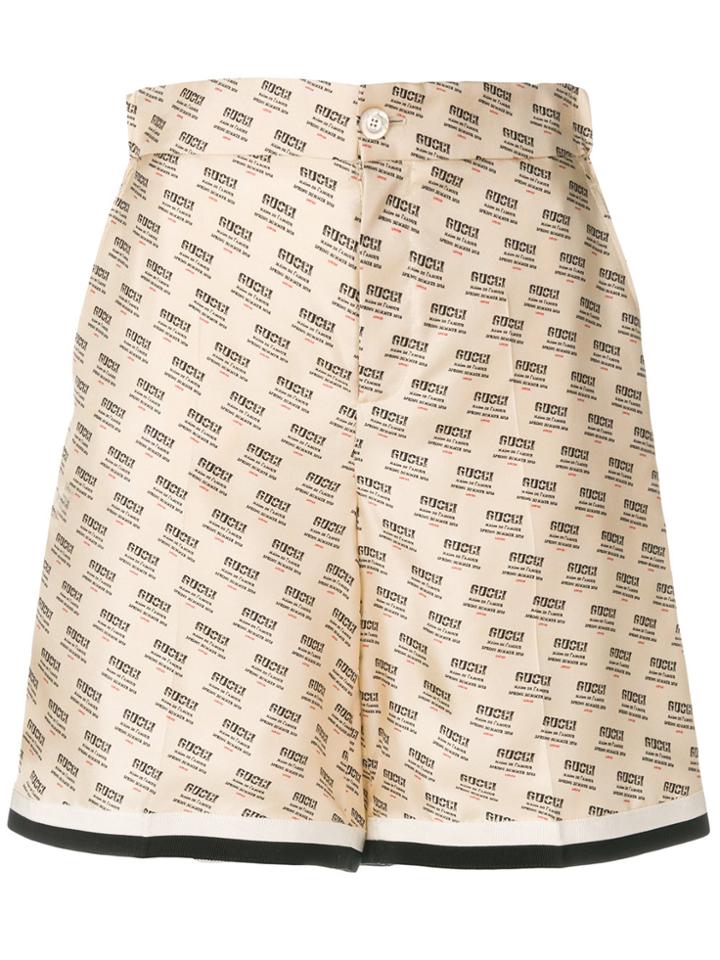 Gucci Brand Stamp Shorts - Nude & Neutrals