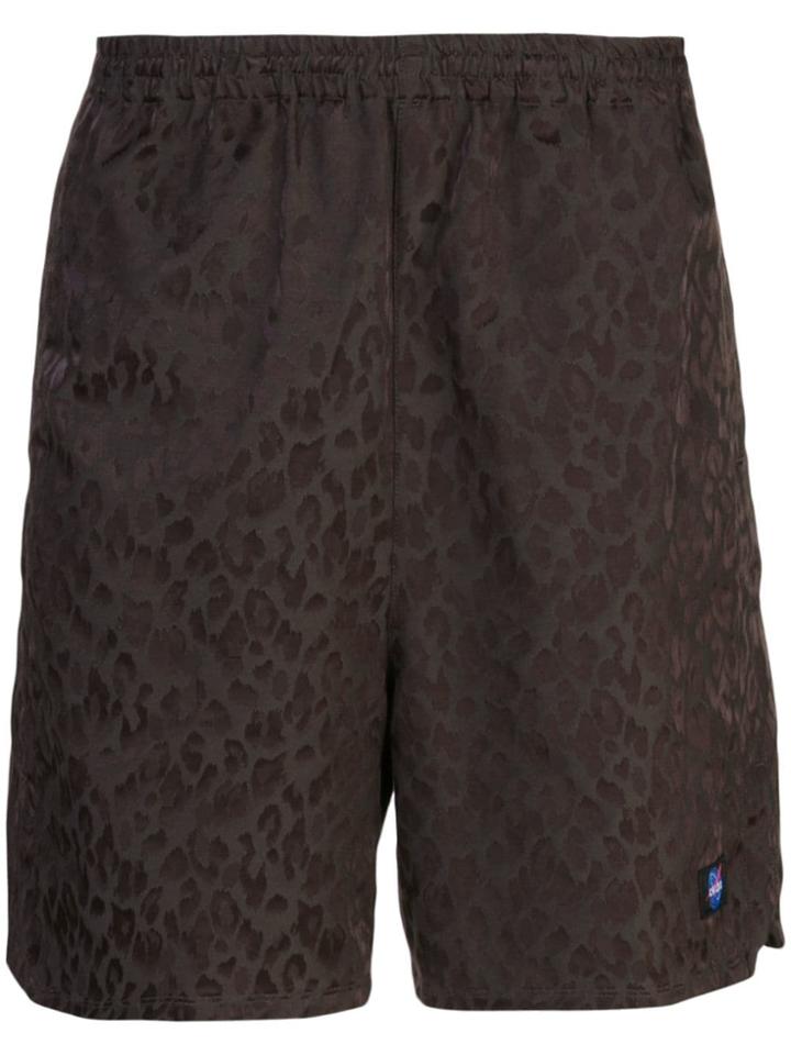 Childs Leopard Textured Elasticated Shorts - Brown