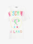 Moschino Tab Logo Print T-shirt, Women's, Size: Large, White, Cotton
