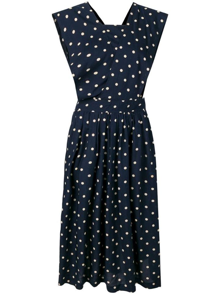 Comme Des Garçons Pre-owned Polka Dot Midi Dress - Blue