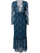 Ganni Plunge Neck Lace Gown - Blue