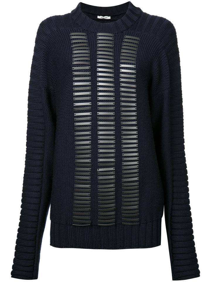 Donnah Mabel Studded Trim Jumper, Women's, Size: 0, Blue, Wool