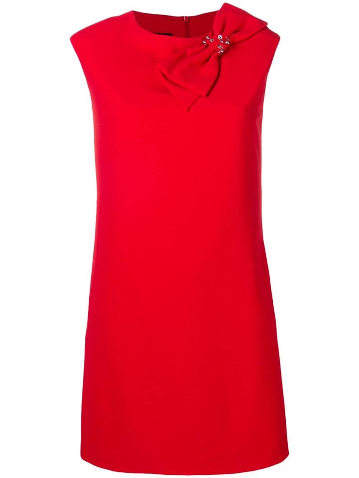 Boutique Moschino Bow Shift Mini Dress - Red