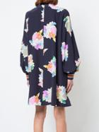 Tibi Pussy Bow Print Dress - Blue