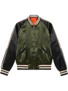 Gucci Reversible Bomber Jacket With Printed Sleeves - Green