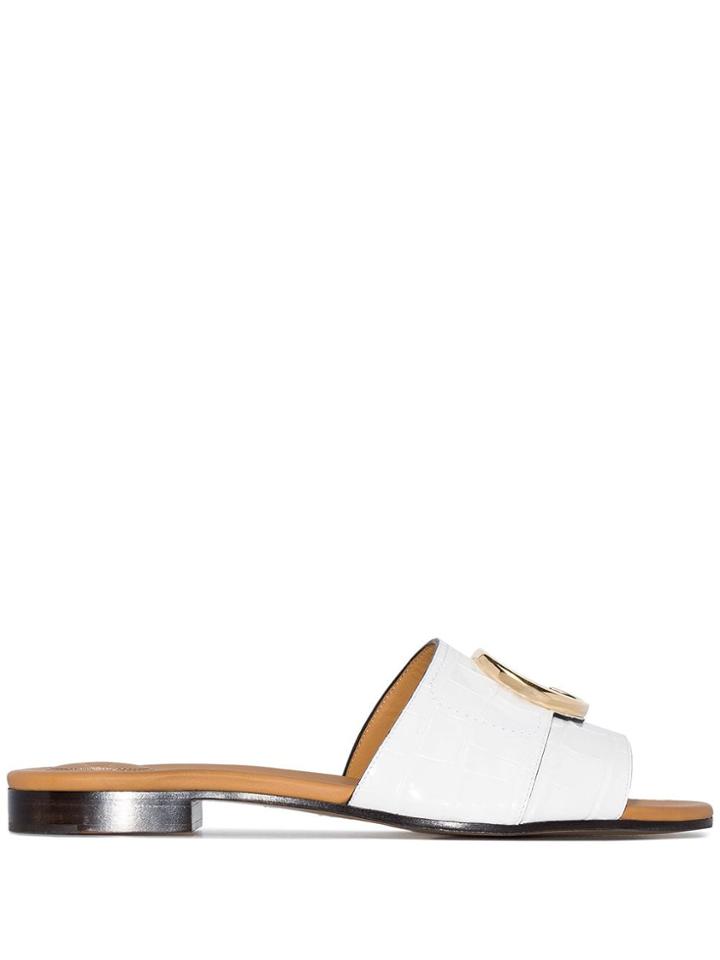 Chloé Crocodile-effect Sandals - White
