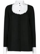 Valentino - Collared Bib Blouse - Women - Silk/cotton - 44, Black, Silk/cotton