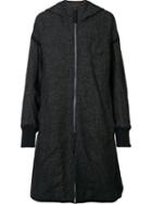Ziggy Chen Hooded Rear Patch Coat, Men's, Size: 48, Black, Cotton/linen/flax/wool